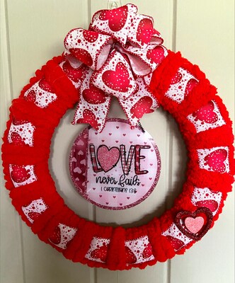 Valentine's "Love Never Fails" Wreath. - image1